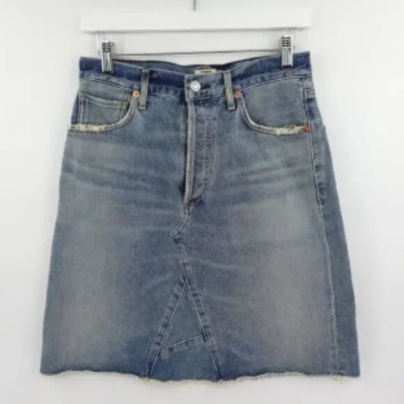 Citizens of Humanity Denim Skirt 28 Blue Liya Button-Fly Cowgirl Rodeo - Picture 1 of 9
